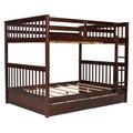 Full Over Full Bunk Bed With Ladders And Two Storage Drawers Espresso Old Sku:Lt000365Aap Espresso Solid Wood