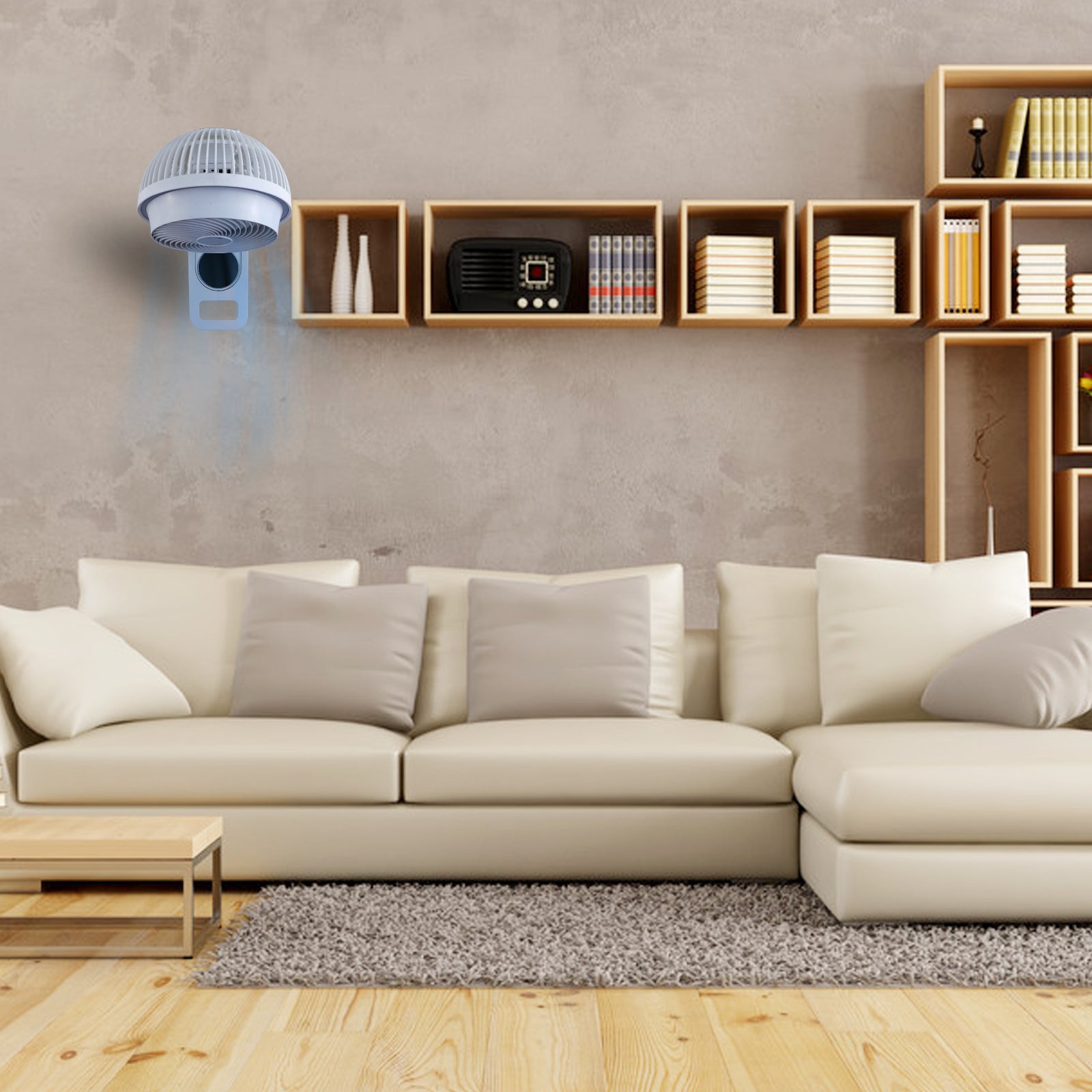 Simple Deluxe 7 Inch Wall Mount Fan, 3 Speeds & 3 Modes, 15 Hours Timer, 60 Oscillating Circulating Fan, With Remote Control, Air Circulation Fan For Indoor Use, White White Plastic