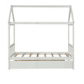 Solid Wood Twin House Bed Frame With Twin Size Trundle For White Color, No Box Spring Needed White Pine