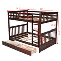Full Over Full Bunk Bed With Ladders And Two Storage Drawers Espresso Old Sku:Lt000365Aap Espresso Solid Wood