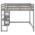 Full Size Loft Bed With Built In Desk And Shelves,Gray Gray Pine