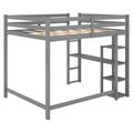 Full Size Loft Bed With Built In Desk And Shelves,Gray Gray Pine