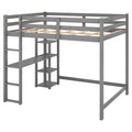 Full Size Loft Bed With Built In Desk And Shelves,Gray Gray Pine