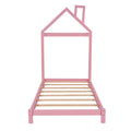 Twin Size Wood Platform Bed With House Shaped Headboard Pink Pink Solid Wood