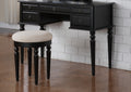 Bedroom Contemporary Vanity Set W Foldable Mirror Stool Drawers Black Color Black Vanity Stools Bedroom Round White Classic,Contemporary Padded Seat Rubberwood Solid Wood