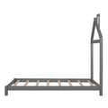 Twin Size Wood Platform Bed With House Shaped Headboard Gray Gray Solid Wood
