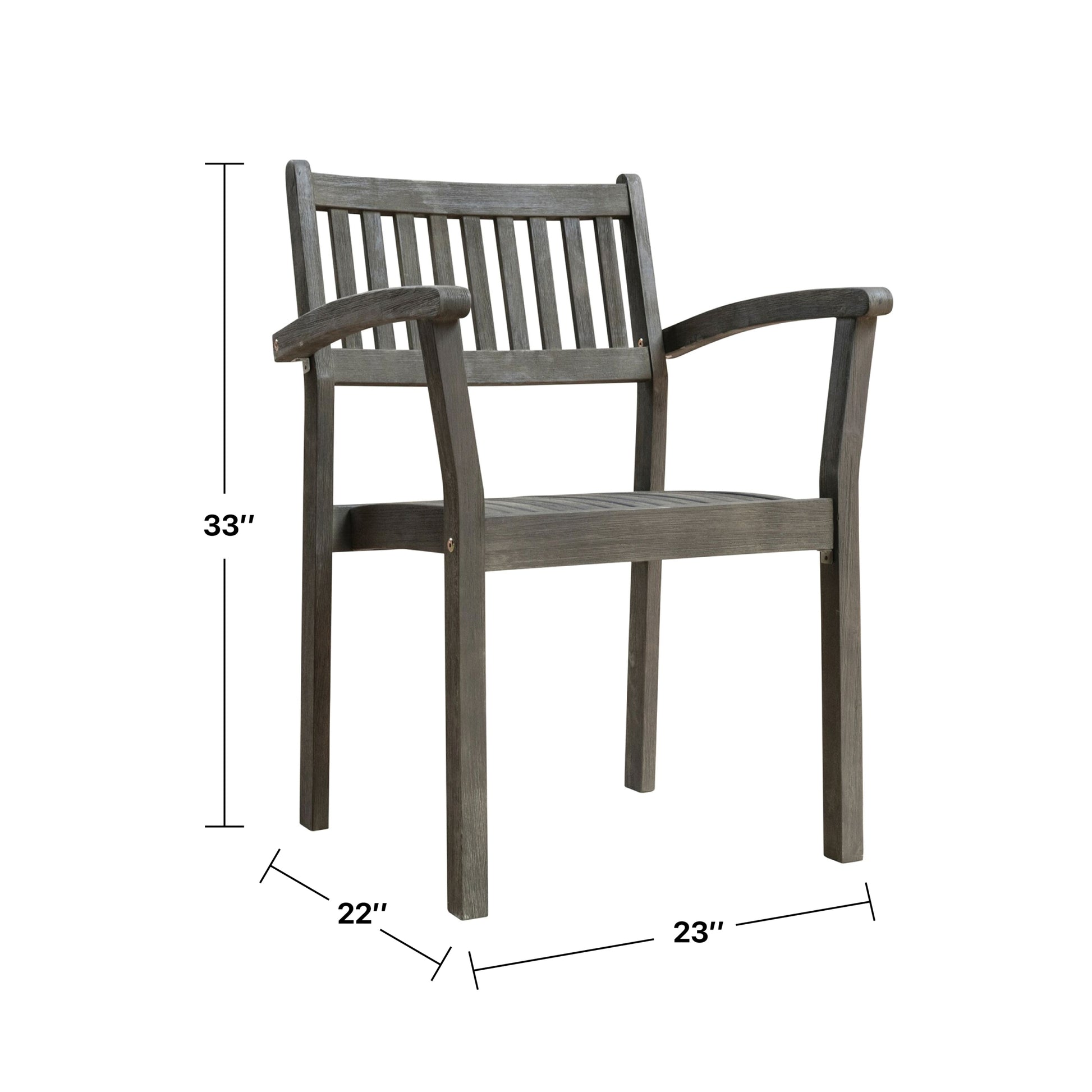 Renaissance Outdoor Patio Hand Scraped Wood Stacking Armchair Set Of 2 Teak Solid Wood