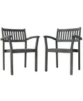 Renaissance Outdoor Patio Hand Scraped Wood Stacking Armchair Set Of 2 Teak Solid Wood
