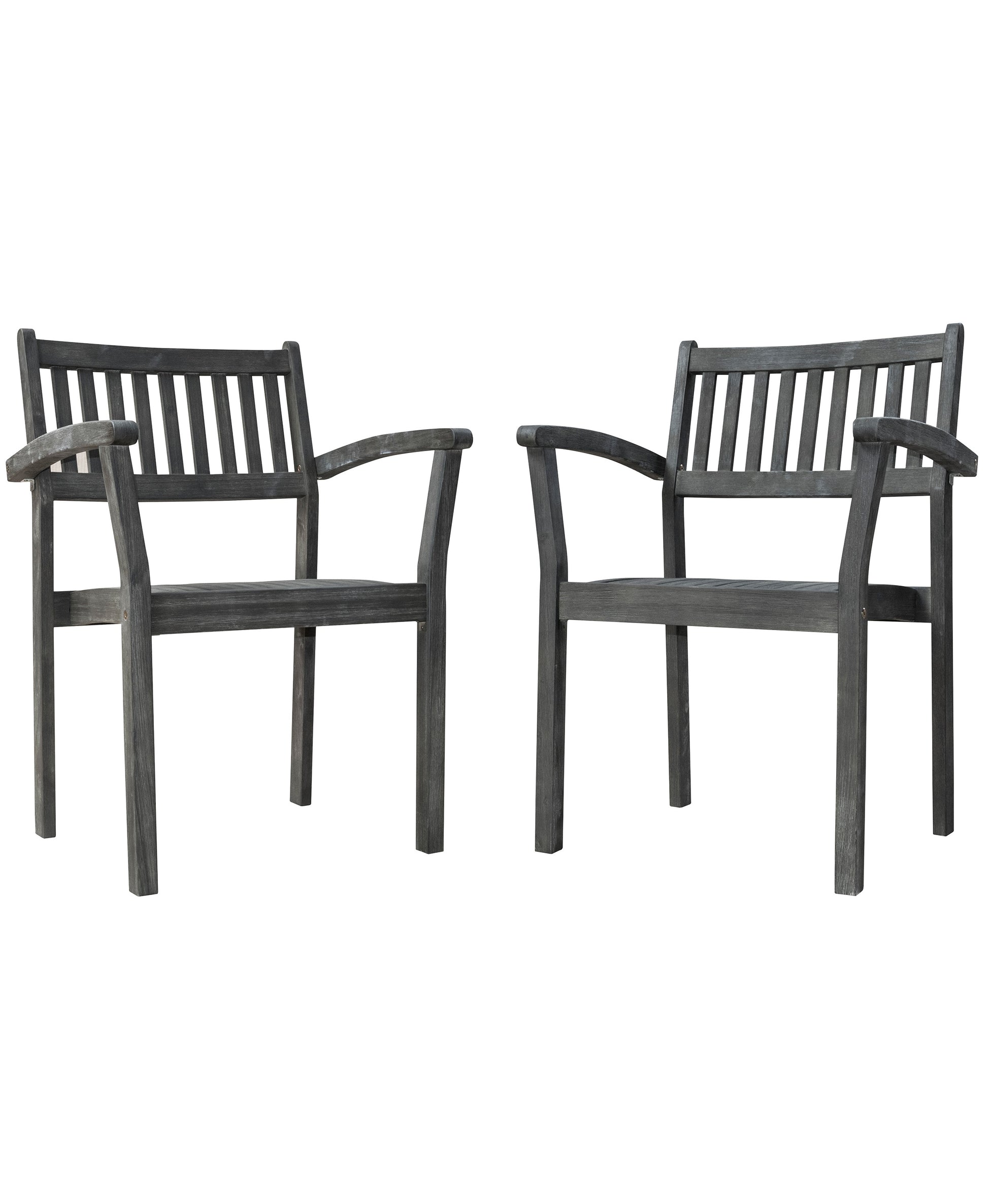 Renaissance Outdoor Patio Hand Scraped Wood Stacking Armchair Set Of 2 Teak Solid Wood