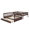 Full Over Full Bunk Bed With Ladders And Two Storage Drawers Espresso Old Sku:Lt000365Aap Espresso Solid Wood