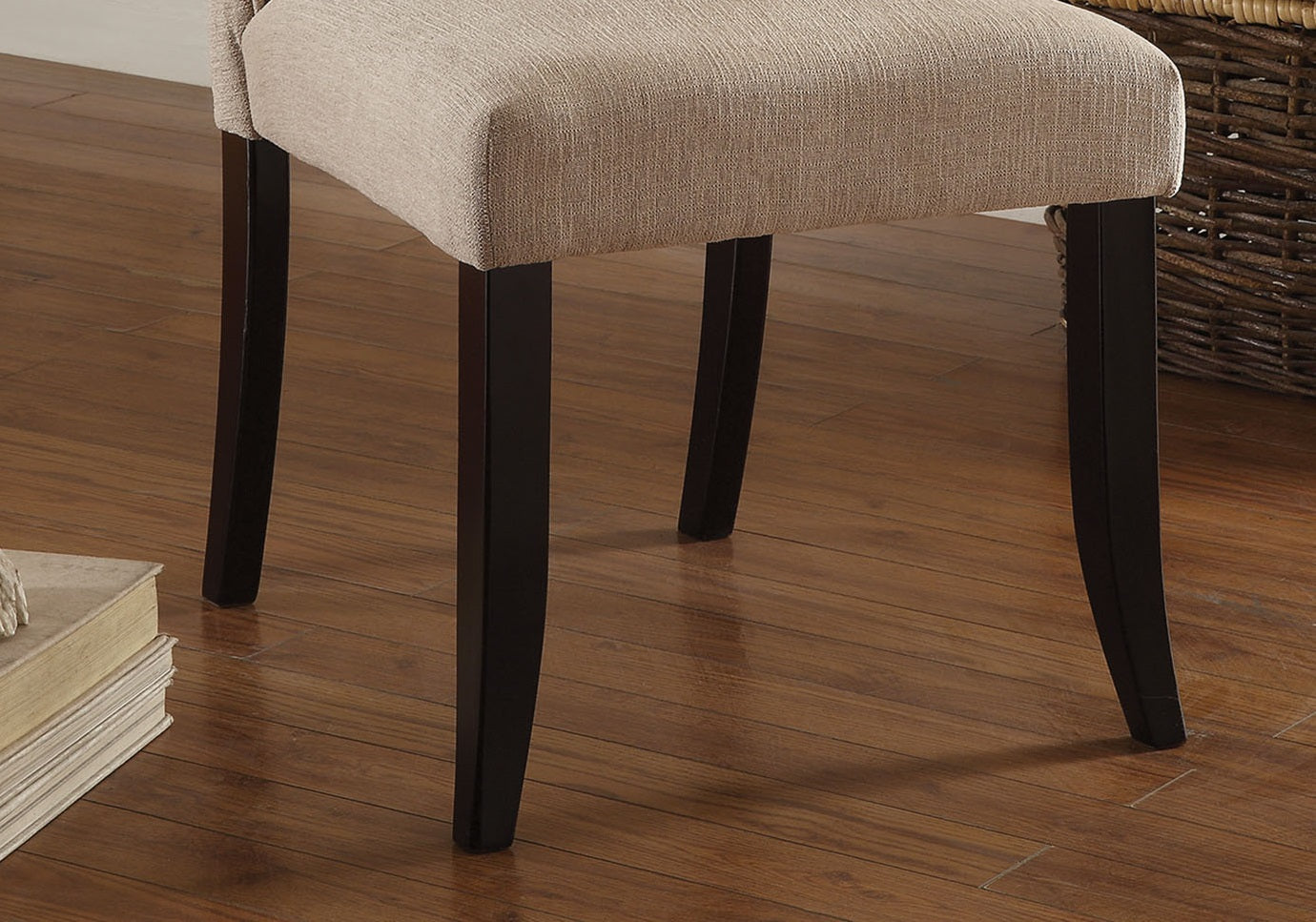 Dining Room Furniture Contemporary Rustic Style Beige Fabric Upholstered Tufted Set Of 2 Chairs Kitchen Breakfast Beige Dining Room Modern,Transitional Dining Chairs Rubberwood Tufted Back Solid Wood