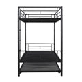 Twin Over Twin Metal Bunk Bed With Trundle,Can Be Divided Into Two Beds,No Box Spring Needed ,Black Old Sku: Mf194806Aab Black Metal