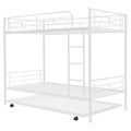 Twin Over Twin Metal Bunk Bed With Trundle,Can Be Divided Into Two Beds,No Box Spring Needed ,White Old Sku: Mf194806Aak White Metal