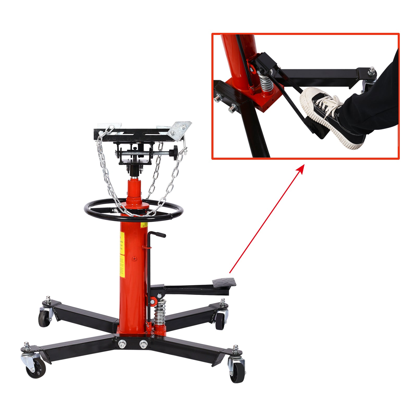 1660Lbs Transmission Jackshydraulic Transmission Jack 2 Stage Hydraulic W 360 For Car Lift 0.75 Ton Red Steel