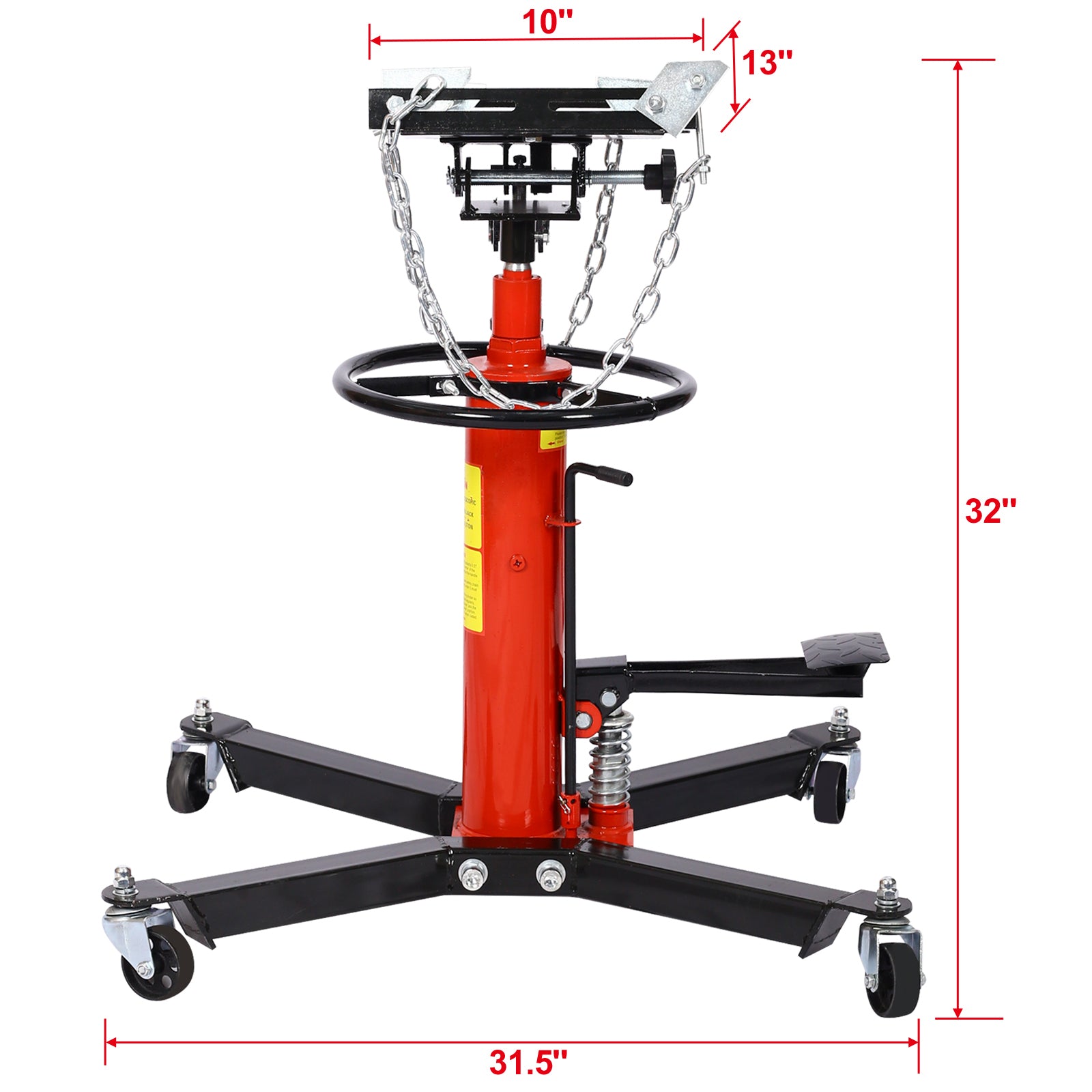1660Lbs Transmission Jackshydraulic Transmission Jack 2 Stage Hydraulic W 360 For Car Lift 0.75 Ton Red Steel