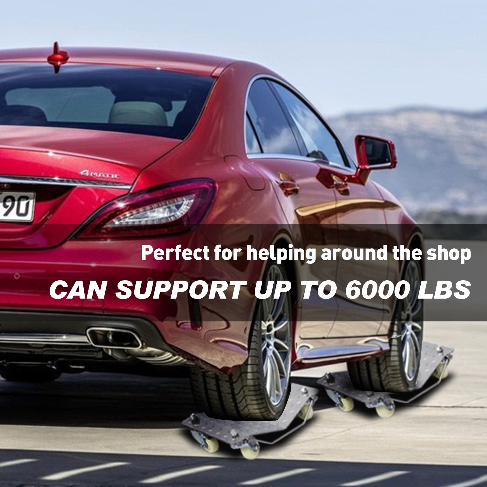 Car Dolly, Heavy Duty Wheel Dolly,4 Tire Wheel Dolly Car Stakes 6000Lbs Capacity Gray Metal