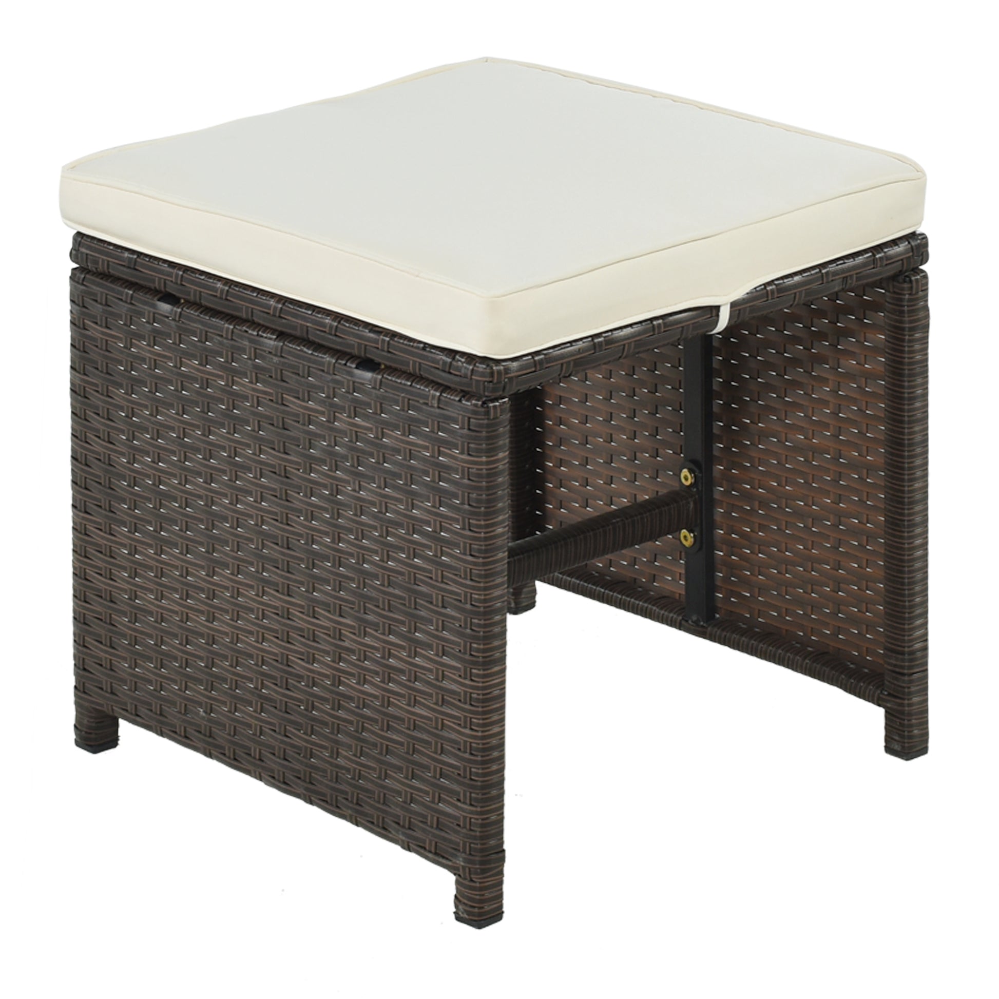 11 Piece Patio All Weather Pe Wicker Dining Table Set With Wood Tabletop For 10, Brown Rattan Beige Cushion Yes Complete Patio Set Brown Water Resistant Frame Water Resistant Cushion Garden & Outdoor Casual Complete Patio Sets Foam Rattan