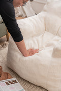 010 Soft Teddy Fabric Tufted Foam Bean Bag Chair With Teddy Fabric Ivory White Ivory Primary Living Space Soft Modern Foam Teddy