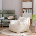 010 Soft Teddy Fabric Tufted Foam Bean Bag Chair With Teddy Fabric Ivory White Ivory Primary Living Space Soft Modern Foam Teddy