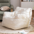 010 Soft Teddy Fabric Tufted Foam Bean Bag Chair With Teddy Fabric Ivory White Ivory Primary Living Space Soft Modern Foam Teddy