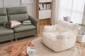 010 Soft Teddy Fabric Tufted Foam Bean Bag Chair With Teddy Fabric Ivory White Ivory Primary Living Space Soft Modern Foam Teddy