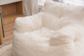 010 Soft Teddy Fabric Tufted Foam Bean Bag Chair With Teddy Fabric Ivory White Ivory Primary Living Space Soft Modern Foam Teddy
