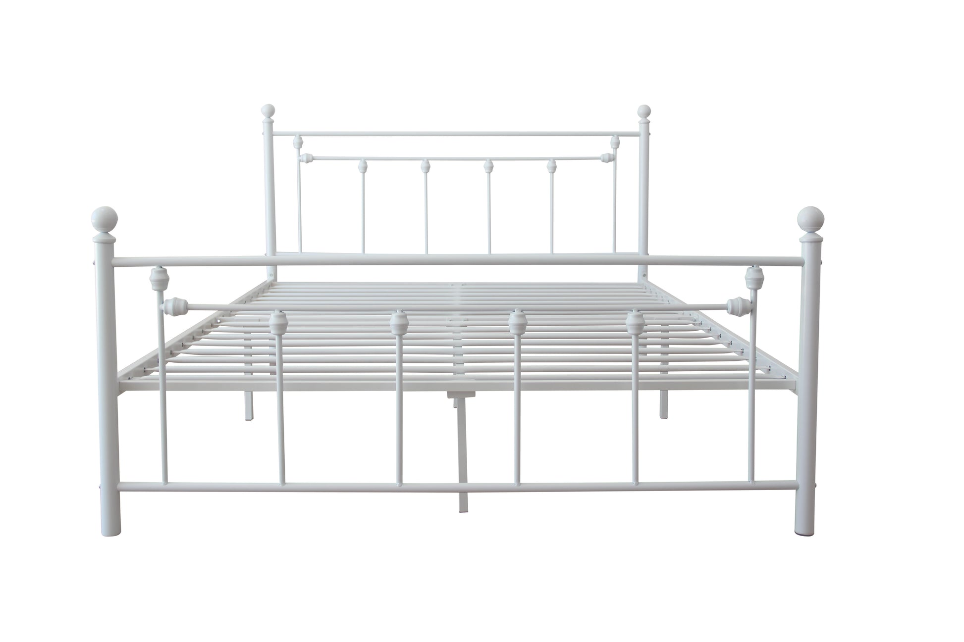Queen Size Metal Bed Frame With Headboard And Footboard White White Metal