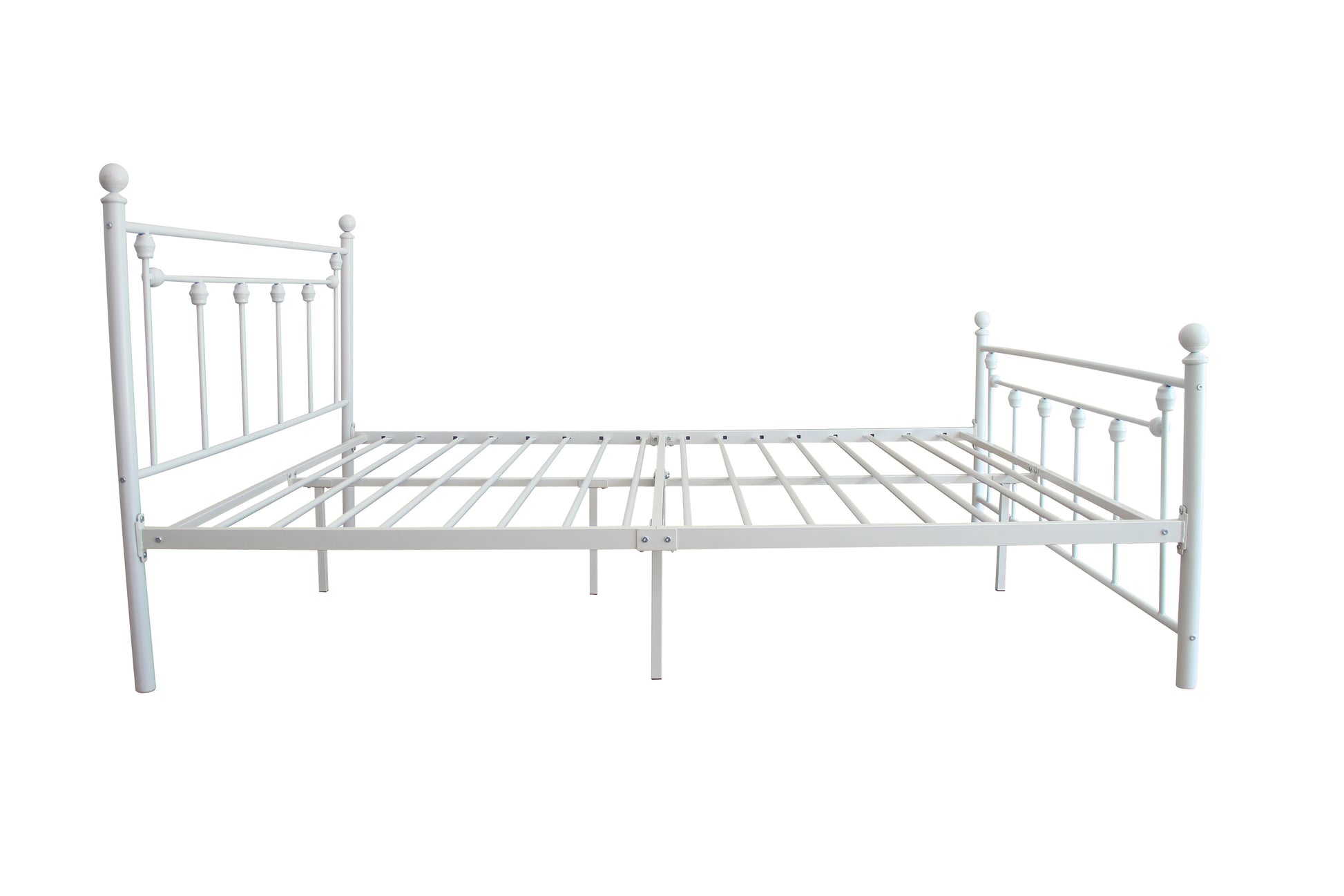 Queen Size Metal Bed Frame With Headboard And Footboard White White Metal