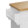Kitchen Island Cart With Two Storage Cabinets And Two Locking Wheels,43.31 Inch Width,4 Door Cabinet And Two Drawers,Spice Rack, Towel Rack White White Mdf