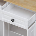 Kitchen Island Cart With Two Storage Cabinets And Two Locking Wheels,43.31 Inch Width,4 Door Cabinet And Two Drawers,Spice Rack, Towel Rack White White Mdf