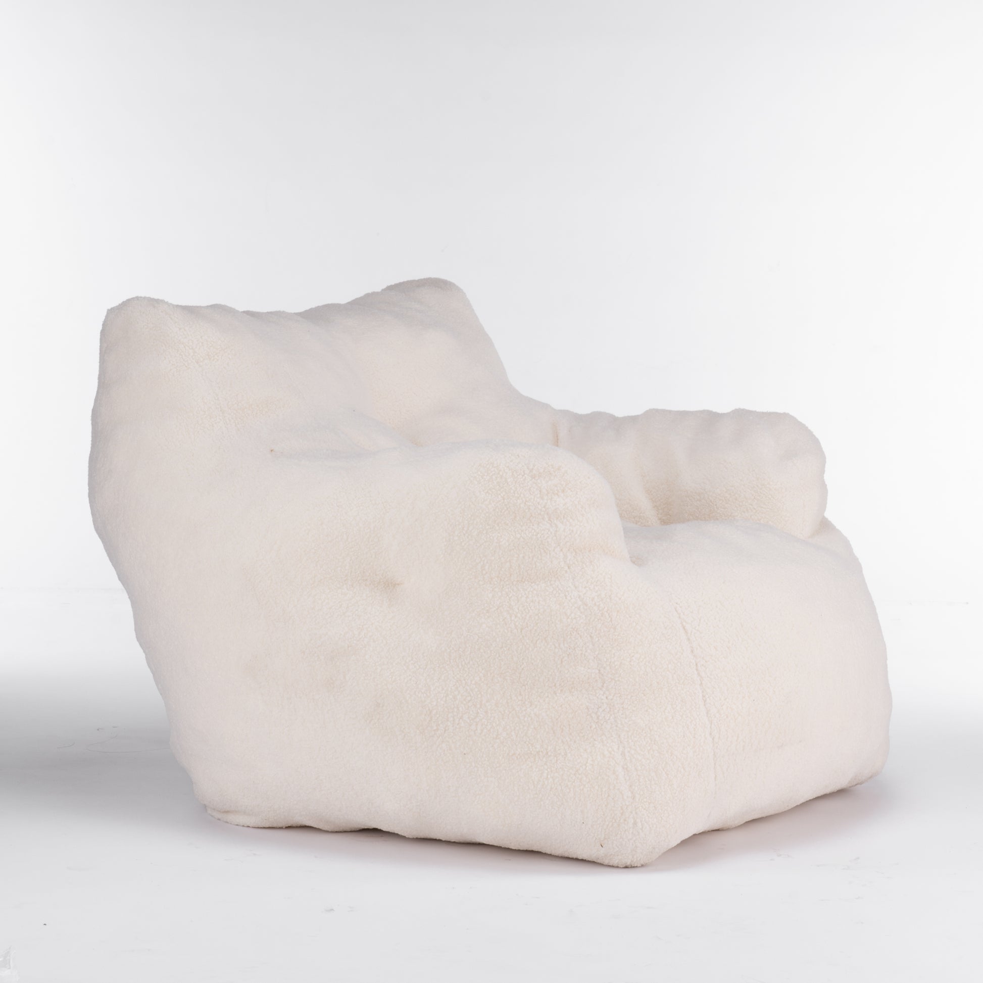 010 Soft Teddy Fabric Tufted Foam Bean Bag Chair With Teddy Fabric Ivory White Ivory Primary Living Space Soft Modern Foam Teddy