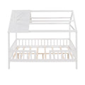 Full Size Wood House Bed With Fence, White White Solid Wood