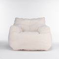 010 Soft Teddy Fabric Tufted Foam Bean Bag Chair With Teddy Fabric Ivory White Ivory Primary Living Space Soft Modern Foam Teddy