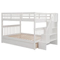 Stairway Full Over Full Bunk Bed With Drawer, Storage And Guard Rail For Bedroom, White Old Sku: Lp000310Aak White Solid Wood