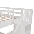 Stairway Full Over Full Bunk Bed With Drawer, Storage And Guard Rail For Bedroom, White Old Sku: Lp000310Aak White Solid Wood