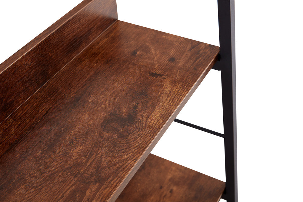 Dn 3&4 Layer Display Bookshelf H Ladder Shelf Storage Shelves Rack Shelf Unit Metal Frame, Tigger, 2 Pc Per 2 Cartons Brown Mdf