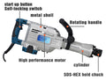 1700W 1850 Bpm Electric Demolition Jack Hammer 1 1 8 Inch Sds Hex Heavy Duty Concrete Pavement Breaker Drills Kit Silver Aluminium