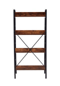 Dn 3&4 Layer Display Bookshelf H Ladder Shelf Storage Shelves Rack Shelf Unit Metal Frame, Tigger, 2 Pc Per 2 Cartons Brown Mdf