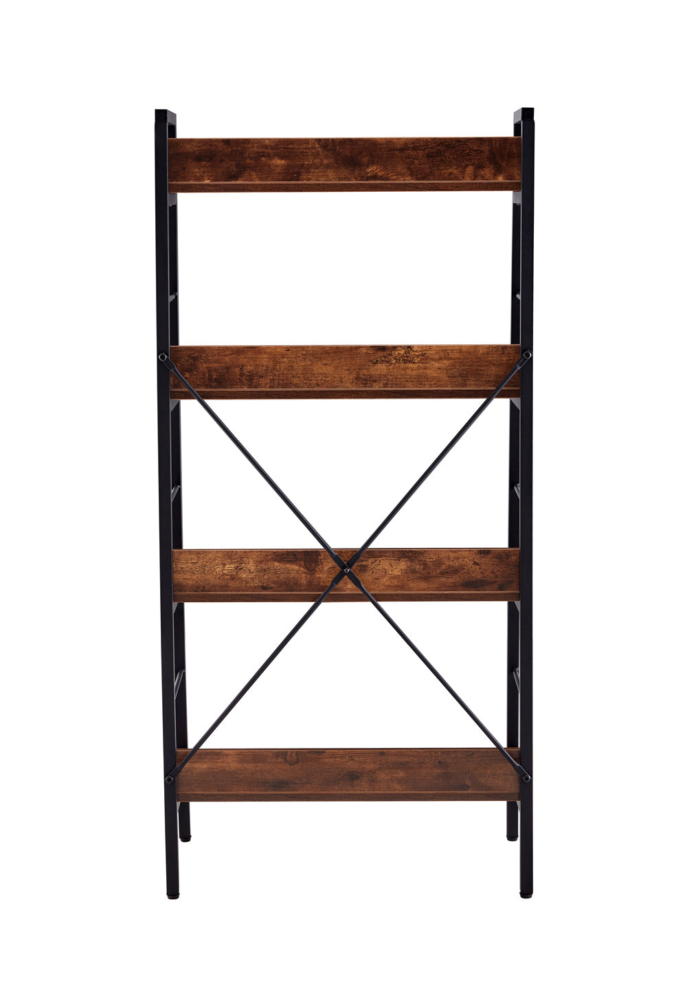 Dn 3&4 Layer Display Bookshelf H Ladder Shelf Storage Shelves Rack Shelf Unit Metal Frame, Tigger, 2 Pc Per 2 Cartons Brown Mdf