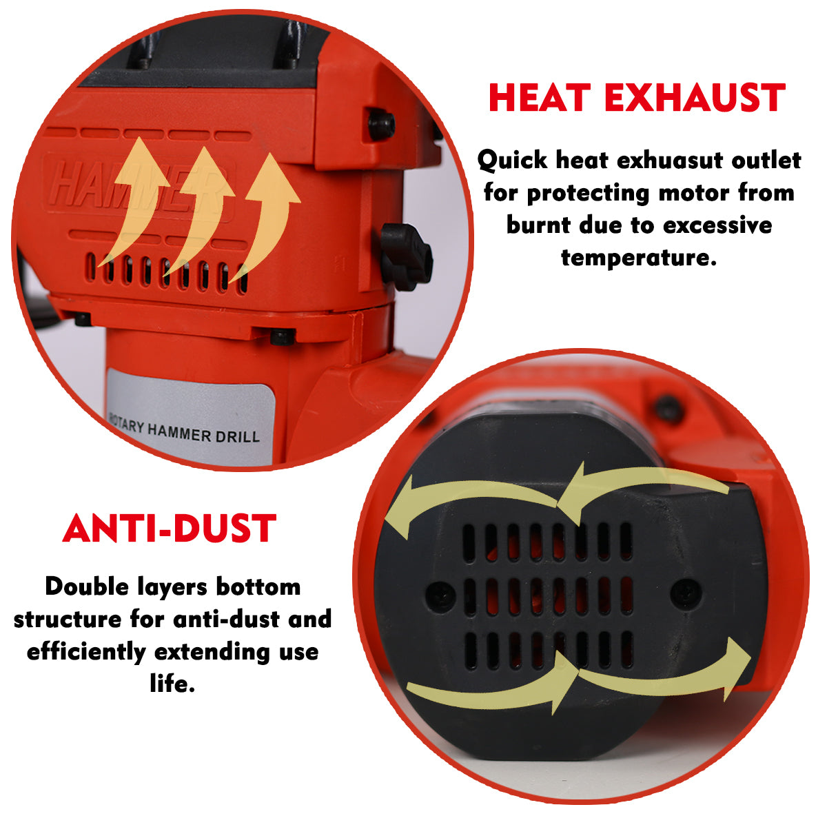 Rotary Hammer 1100W Red Black 1 1 2" Sds Plus Rotary Hammer Drill 3 Functions Black Red Metal