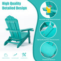 Tale Folding Adirondack Chair With Pullout Ottoman With Cup Holder, Oversized, Poly Lumber, For Patio Deck Garden, Backyard Furniture, Easy To Install,Green. Ban On Green Wood Polyethylene