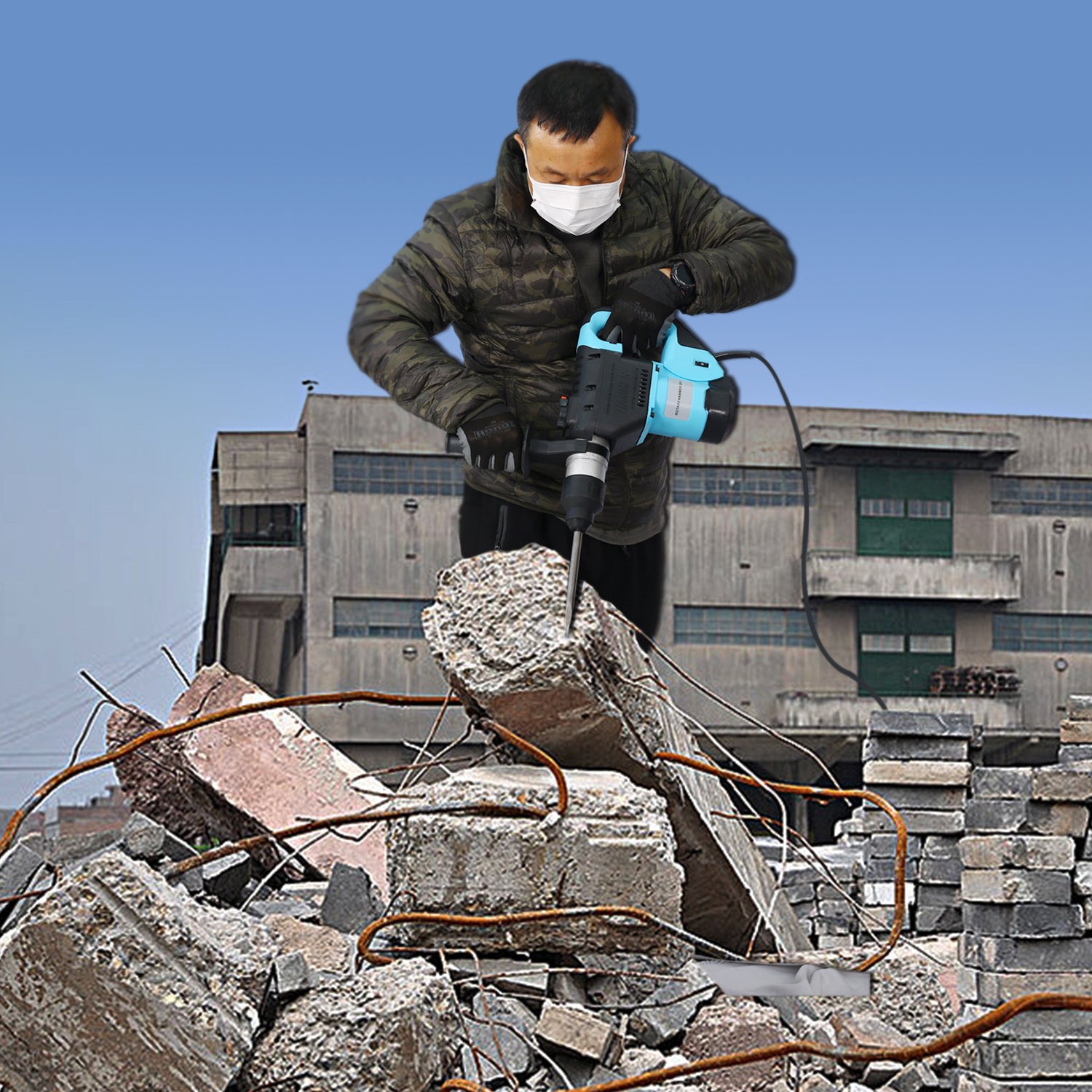 Rotary Hammer 1100W Blue Black 1 1 2" Sds Plus Rotary Hammer Drill 3 Functions Black Blue Metal