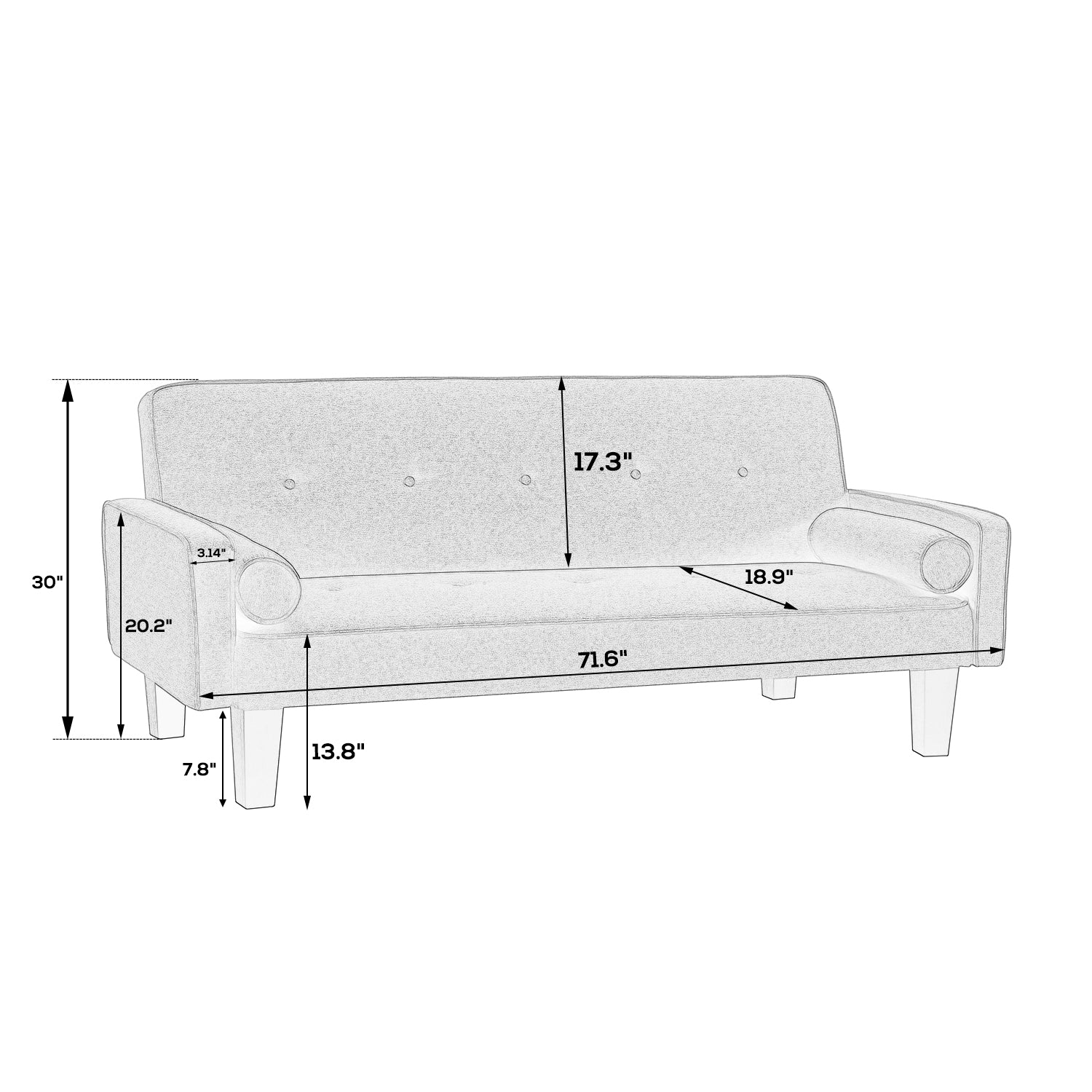 Mega Fabric Sofa, Medievalseat Sofa Furniture, With Pillows, Living Room Button Tufted Sofa, Pull Point Design Brown Foam Fabric