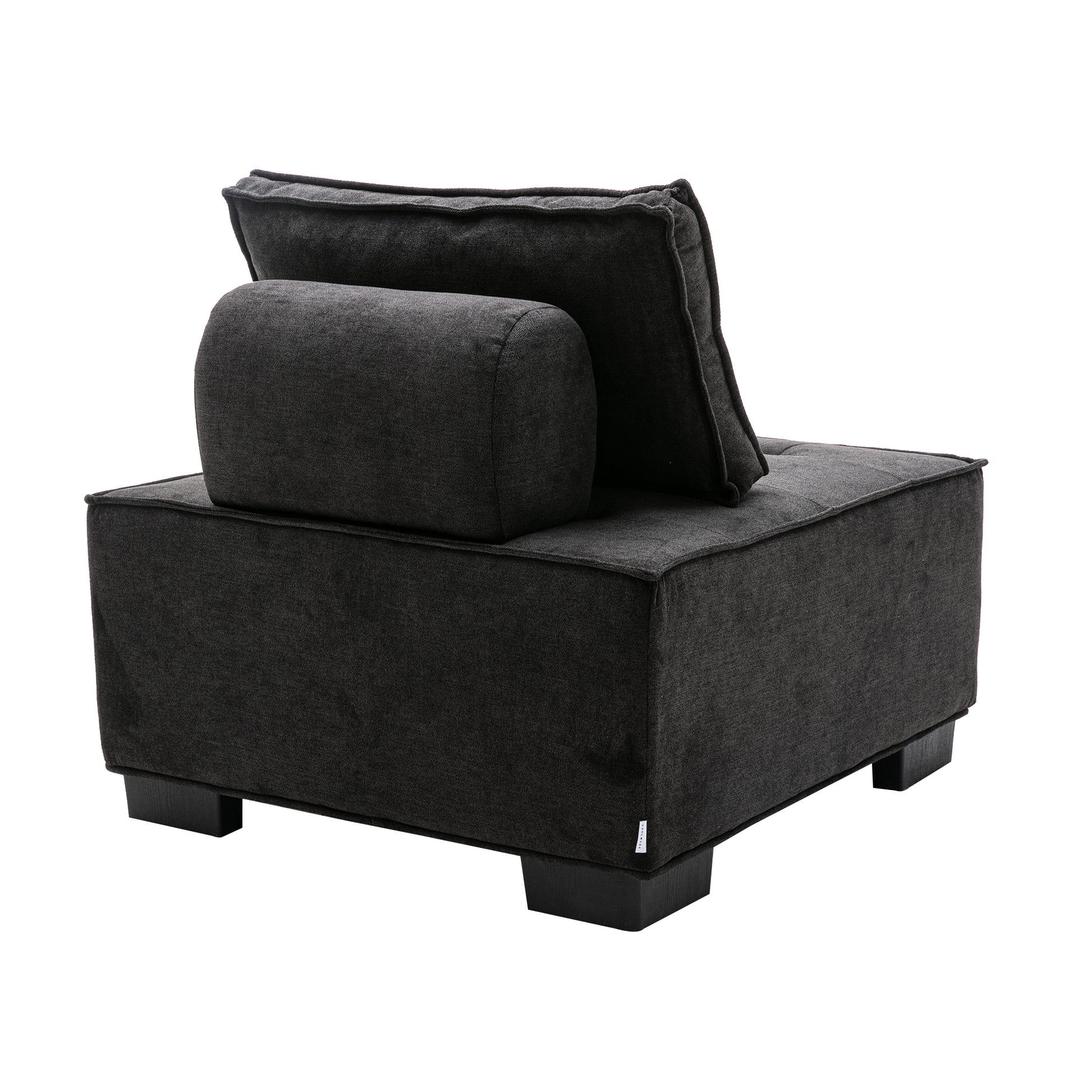 Coolmore Modern Upholstered Chair Leisure Sofa Lazy Sofa Plastic Legs And Pillow Removable Armless Accent Chair For Living Room,Bedroom,Office Black Linen Black Foam Linen