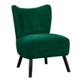 Unique Style Green Velvet Covering Accent Chair Button Tufted Back Brown Finish Wood Legs Modern Home Furniture Green Primary Living Space Modern,Retro Solid Wood