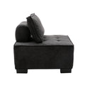 Coolmore Modern Upholstered Chair Leisure Sofa Lazy Sofa Plastic Legs And Pillow Removable Armless Accent Chair For Living Room,Bedroom,Office Black Linen Black Foam Linen