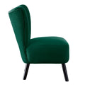 Unique Style Green Velvet Covering Accent Chair Button Tufted Back Brown Finish Wood Legs Modern Home Furniture Green Primary Living Space Modern,Retro Solid Wood