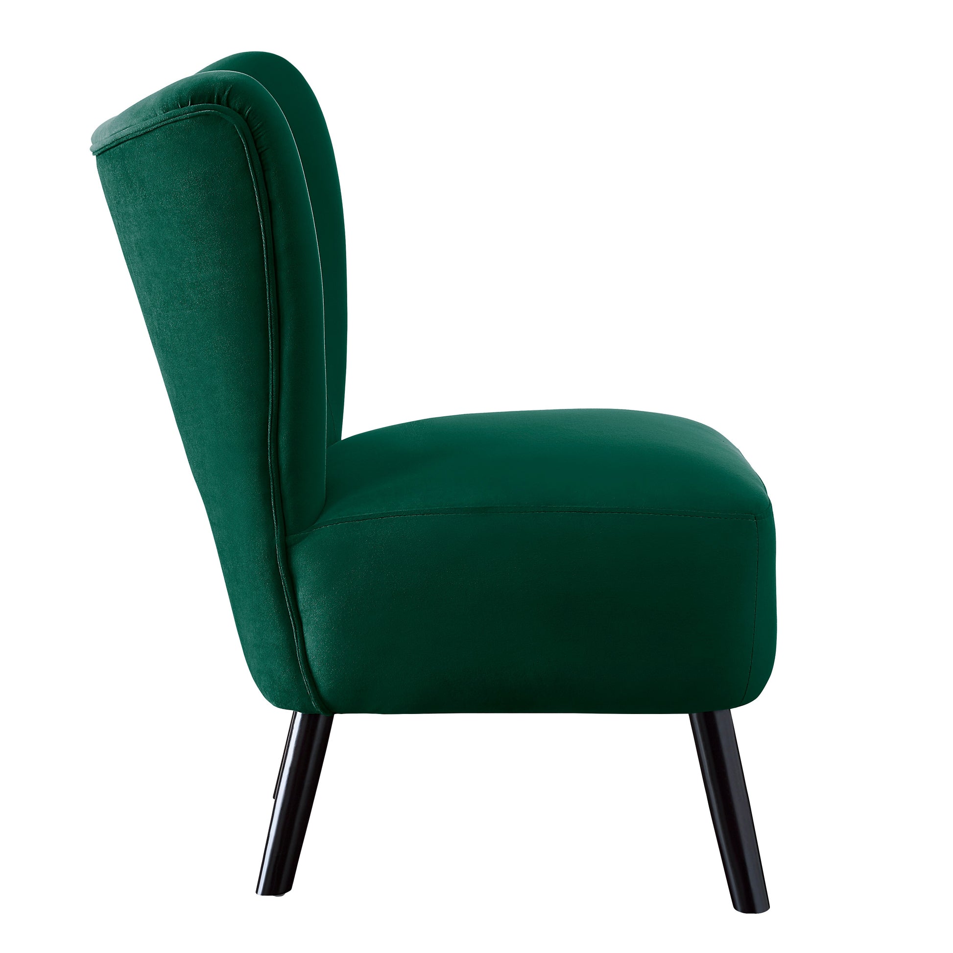 Unique Style Green Velvet Covering Accent Chair Button Tufted Back Brown Finish Wood Legs Modern Home Furniture Green Primary Living Space Modern,Retro Solid Wood