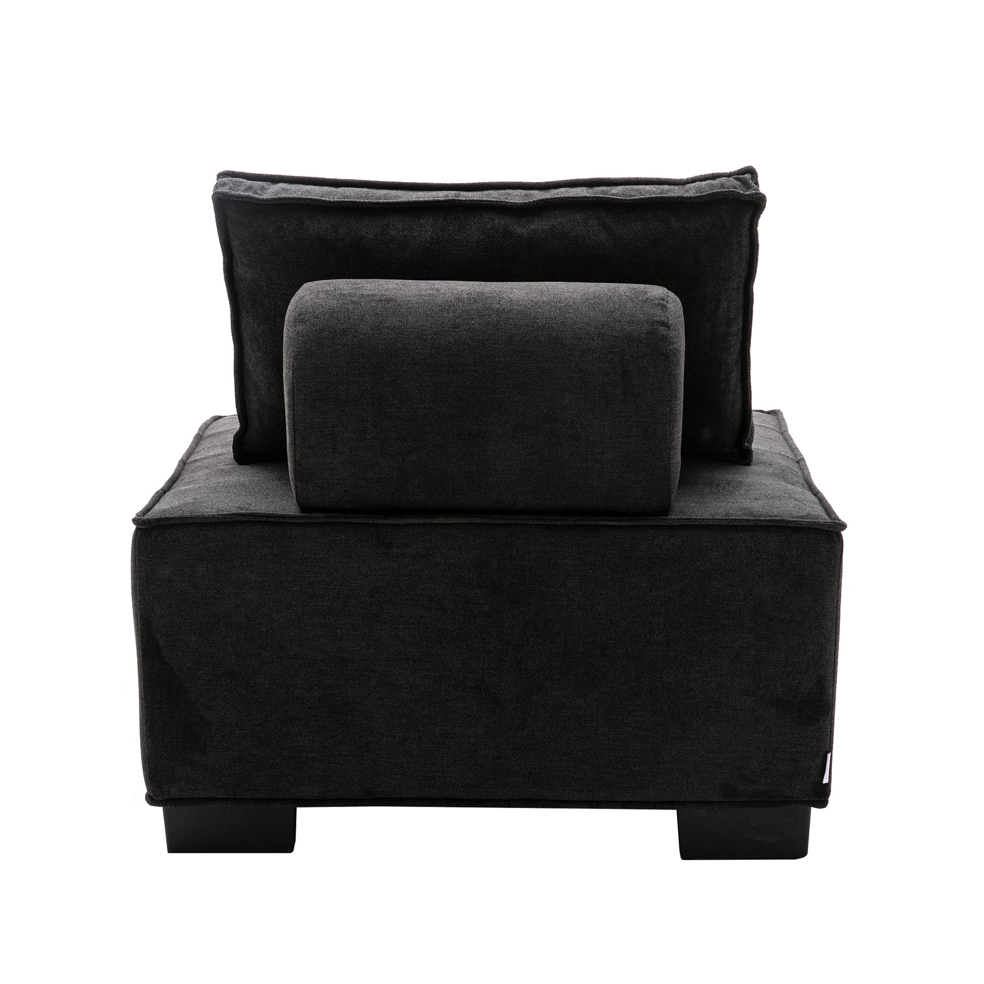 Coolmore Modern Upholstered Chair Leisure Sofa Lazy Sofa Plastic Legs And Pillow Removable Armless Accent Chair For Living Room,Bedroom,Office Black Linen Black Foam Linen