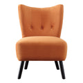 Unique Style Orange Velvet Covering Accent Chair Button Tufted Back Brown Finish Wood Legs Modern Home Furniture Orange Primary Living Space Modern,Retro Solid Wood
